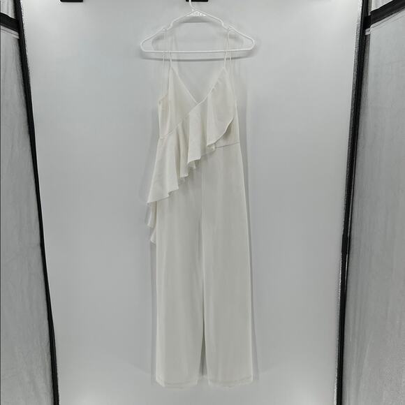 Alice + Olivia Keeva Diagonal Ruffle Jumpsuit - Off White - 2